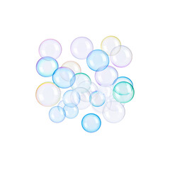Wall Mural - ดีไซน์ที่ยังไม่ได้ตั้งชื่อ - soap bubble floating alone on a white background