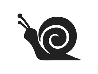 Wall Mural - vector isolated snail with round shell side view icon colorless black and white outline silhouette s