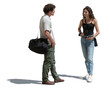 © Martin - Two people standing casually in the street in sunlight and talking isolated on transparent and white background