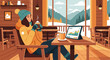 © selamet - Cozy Cafe Scene With Woman Enjoying Hot Drink And Technology