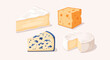 © Lua - Assortment of different cheeses including brie, cheddar, blue cheese, and camembert on white background