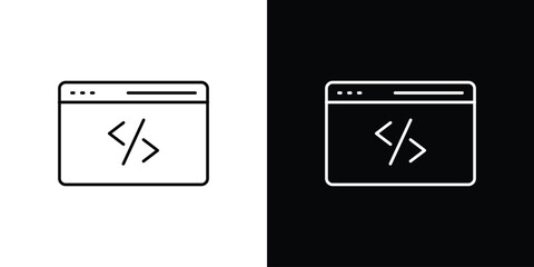 Web Code icon vector logo outline. thin line symbols