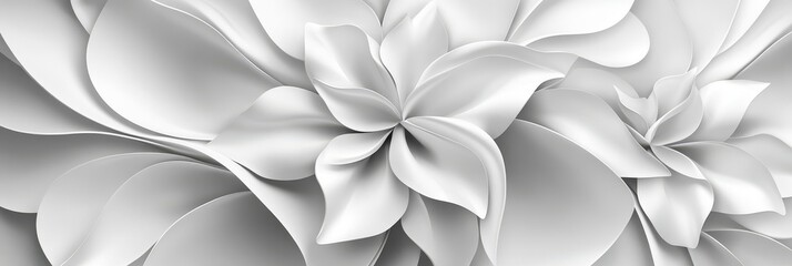 Canvas Print - graceful bloom illusion a 3d rendered floral petal pattern in elegant monochrome light gray tones