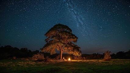 Wall Mural - sleeping outdoors on an island under shimmering stars