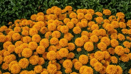 Wall Mural - Radiant marigold blossoms thrive in the flower patch