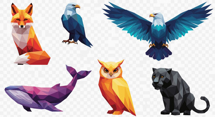 A collection of funny cartoon cats and colorful tropical parrots with bright feathers and beaks on a tree branch illustration