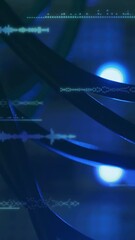 Wall Mural - animation of data processing over close up of computer cables
