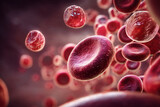Czerwone krwinki widziane przez specjalistyczne urządzenie medyczne, ukazujące ich kształt i strukturę. Szczegółowa analiza komórek krwi w zaawansowanej diagnostyce.
