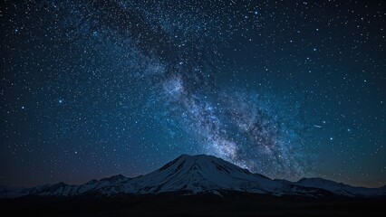 Wall Mural - night sky display with meteors and galactic glow above a peak