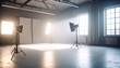© Gmbr_bmny - Professional photo studio with bright lights and equipment, a creative concept space.