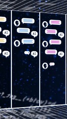 Wall Mural - animation of ai text, icons and data processing over computer servers