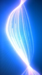 Wall Mural - futuristic glowing double helix made of bright particles twisting over a radiant blue background