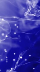 Wall Mural - smooth flowing blue abstract waves and glowing light particles over a deep blue background