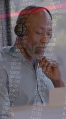 Wall Mural - animation of financial data processing over diverse business people in office
