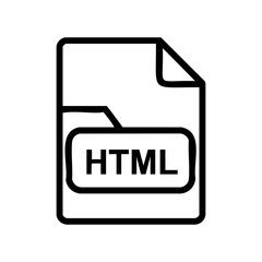 Html file icon outline design for web development applications – stock vector icon in line style
