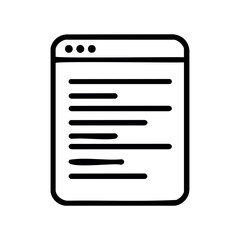 Simple hand-drawn web page icon with text lines – stock vector icon in line style