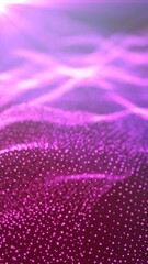 Poster - soft glowing pink particles forming a wavy terrain with light flares and smooth gradients