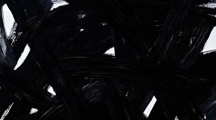 Wall Mural - Abstract Black and White Brush Strokes Painting Texture