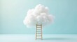 © Spirit - Ladder Reaching for a Cloud in Calm Atmosphere, 3d render