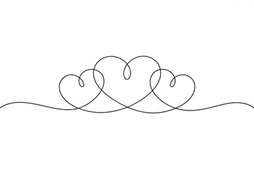 Naklejka na meble Continuous line drawing of three intertwined hearts