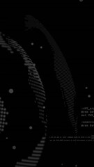 Wall Mural - animation of data processing and globe on black background