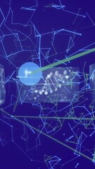Wall Mural - animation of network of connections and data processing over blue background