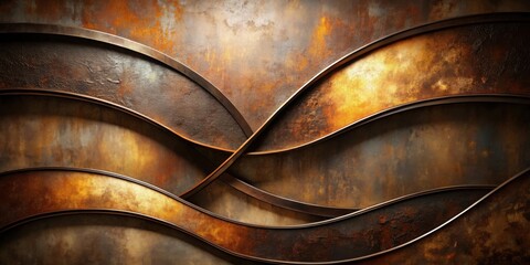 Wall Mural - abstract metallic texture with intertwined curving bands of oxidized brown and gold tones