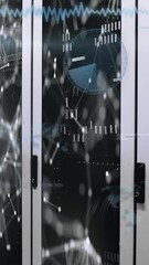 Wall Mural - animation of network of connections and data processing over computer servers