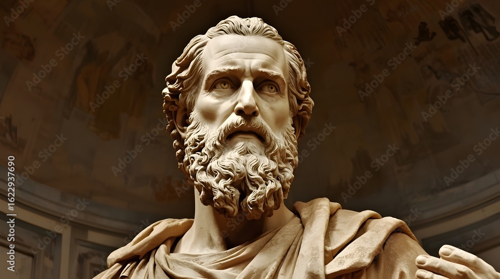 Philosopher In Rome Ancient Roman Philosopher Statue in Ornate Ceiling Stock Photo | Adobe ...