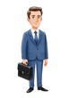 © DrawingKids - Businessman in Blue Suit with Briefcase - Watercolor Illustration