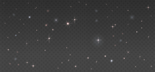 Wall Mural - Vector space with shining stars. Glowing stars on transparent background. Space star background. Vector