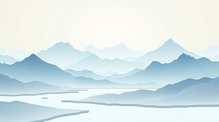 Naklejka na meble Misty Blue Mountain Landscape mountains water