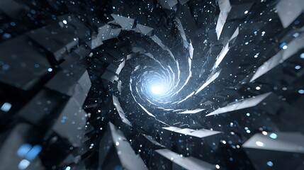 Canvas Print - abstract futuristic tunnel background with a swirling vortex of light and geometric shapes, creating