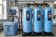 © Michael - Modern water softener system with electronic control unit and salt tank in a boiler room, purifying water