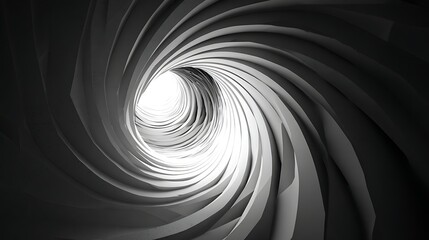 Canvas Print - abstract black and white tunnel with a bright light at the end, futuristic and technological concept