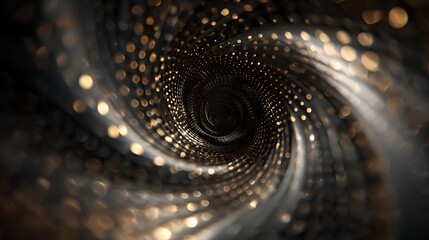 Canvas Print - abstract tunnel with golden lights, futuristic and technological concept with motion blur and depth 