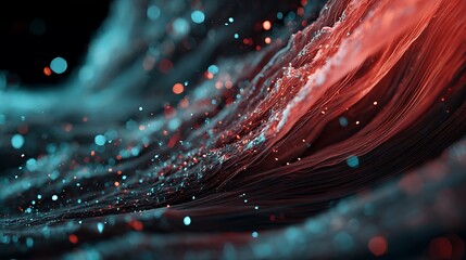 Canvas Print - abstract futuristic background with red and blue color, fluid wave, bokeh light, dynamic motion, gra