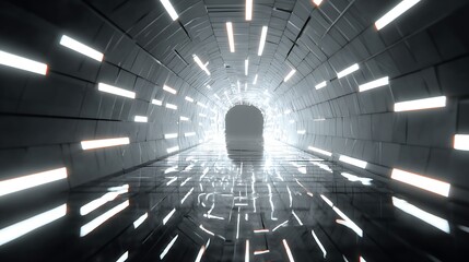 Canvas Print - futuristic tunnel with bright lights creating an abstract and modern architecture, ideal for scifi b