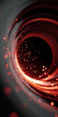 Wall Mural - abstract futuristic tunnel with glowing red circle, creating a sense of depth and mystery in a geome