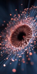 Wall Mural - futuristic abstract background with glowing particles and fiber optic strands, creating a dynamic an