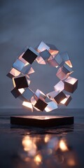 Wall Mural - abstract geometric composition with cubes and lights, creating a modern and stylish design, perfect 