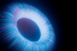 © Rendara Studio - 3D macro eye made of luminous particles and glowing lines