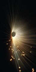 Wall Mural - abstract fiber optic cable with golden light creates a mesmerizing and futuristic visual effect with