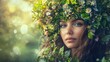 © ProArt - A woman with a floral wreath on her head, surrounded by greenery and sunlight, with a serene expression on her face.