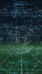 Wall Mural - animation of globe with connections and data processing