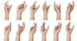 © aekkorn - Group of Male asian hand gestures isolated over the white background. Grab small thing action.