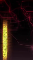 Sticker - animation of glowing light trails floating over red network of connections on black background