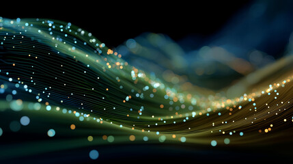 Wall Mural - digital wave: a luminous, abstract digital wave undulates across a dark, vibrant backdrop, showcasin