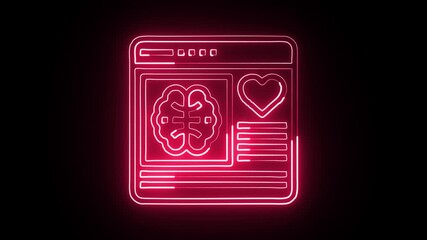 glowing neon website development icon isolated, black background, HD video motion graphic animation for online platforms, design, and digital presence
