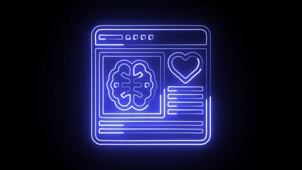 glowing neon website development icon isolated, black background, HD video motion graphic animation for online platforms, design, and digital presence
